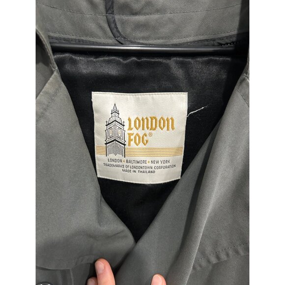 London Fog Mens Black Double Breasted Trench Coat Removable Lining Size 42 Short - Picture 4 of 9